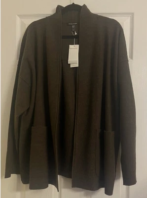 NUEVO CON ETIQUETAS $368 Chaqueta Eileen Fisher Wren Ligera Lana Hervida Cuello Alto XL Foto 1 de 4