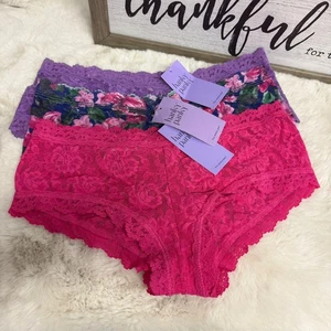 Hanky Panky Conjunto de 3 Encaje Boyshort Ropa Interior Bragas Rosa Floral Talla Mediana Nuevo con Etiquetas - Imagen 1 de 9