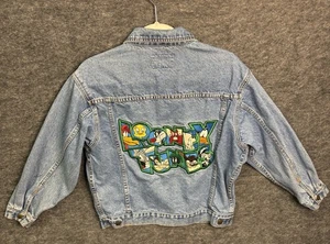 Rare Vintage Looney Tunes ACME Jean Jacket 90s Denim Kids XL Snap Bugs Taz Vtg - Picture 1 of 13