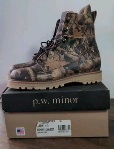 P.W. Minor Archer 8" Real Tree Camo Leather Hunting Boot Vibram Sole Size 11 D - Picture 1 of 16