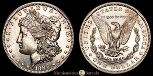 Estados Unidos. 1 Dollar "Morgan". 1888-S. SAN FRANCISCO. 26,73 gramos. AR. Tipo - Bild 1 von 3