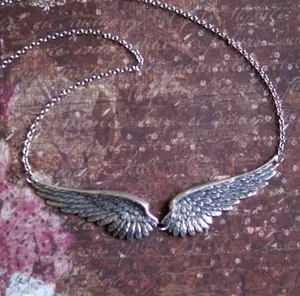 Vintage Angel Wings Feather Choker Big Pendant Aesthetic Link Chains Necklace - Picture 1 of 1