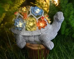 Schildkröte Garten Figuren Solar Statue 7 LED Lichter Rasen Terrasse Balkon Hof Deko - Bild 1 von 7