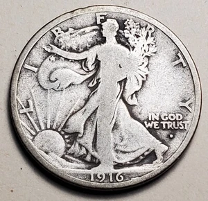 Medio dólar 1916-D 50C Walking Liberty - Muy buen envío gratuito a EE. UU. 90% plateado - Imagen 1 de 2