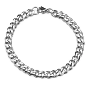 BRACELET CHAINE GOURMETTE ARGENTE HOMME 21cm ACIER INOXYDABLE HYPOALLERGENIQUE - Imagen 1 de 3