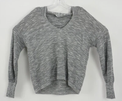 Sudadera con capucha para mujer Abound pequeña gris blanca jaspeada tejida rayón con bandas nueva sin etiquetas Foto 1 de 4