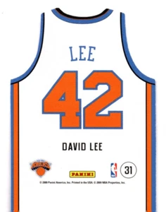 2009-10 PANINI THREADS DIE CUT HOME JERSEY #31 DAVID LEE - Afbeelding 1 van 1