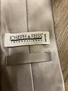 Joseph & Feiss International Mens 100% Silk Tie Silver Grey Wedding Formal Prom - Picture 1 of 5