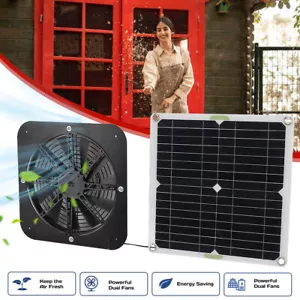 20W Solar Powered Panel Exhaust Fan Greenhouse Roof Attic Shed Air Ventillation - Picture 1 of 15