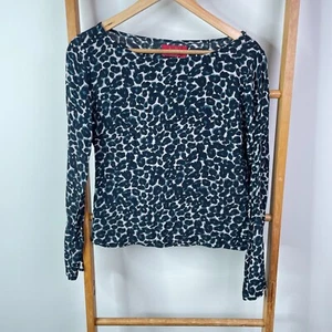 Tigerlily Shirt Top Womens 10 Black Leopard Print Long Sleeve Boat Neck Casual - Picture 1 of 10