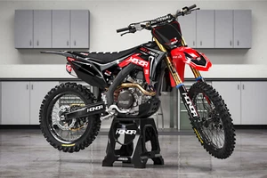 CRF450 CRF250 Honda Send It Graphics Kit 2017 - 2021 CRF 450 250 calcomanía rojo negro - Imagen 1 de 3
