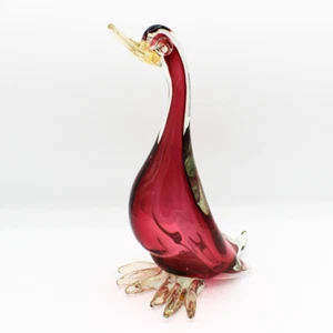 Vidrio artístico de ganso de pato de Murano italiano vintage de Alfredo Barbini - grande 9,25" - Imagen 1 de 10