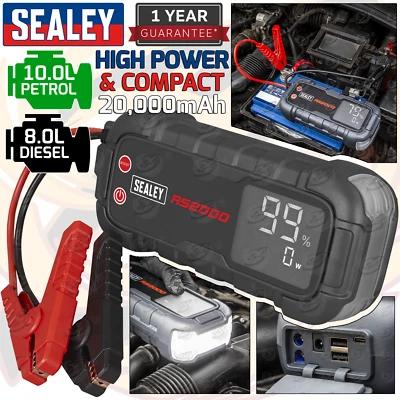 SEALEY 2000A Car Jump Starter Pack Booster Battery Charger LED Torch Power Bank - Image 1 of 4
