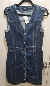 NWT Bebe Button Down Multi Seam Denim Dress Size 8 - Picture 1 of 5