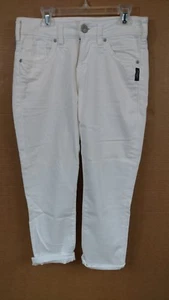 Jeans Argento Denim Capri Donna Suki Relaxed Bianco L44946SWHT W26 L22,5 Nuovo - Foto 1 di 12