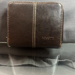 Rosetti Women’s Brown Zip Around Wallet Organizer Cash Coin Credit 5” x 4” - Picture 1 of 7