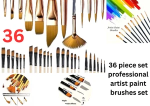 36 Artist Paint Brushes Set – Brushes for Watercolour, Acrylic, oil paint craft - Picture 1 of 11