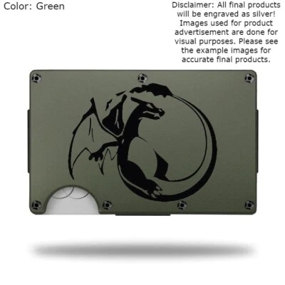 Custom "CHARIZARD" Laser Engraved Wallet - Pick A Wallet Color - Image 1 of 4