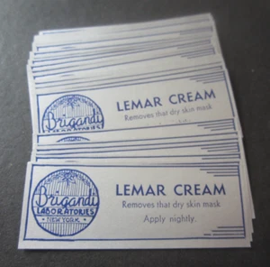 Wholesale Lot of 50 Old Vintage c.1940's LAMAR Cream - Beauty LABELS - Brigandi - Imagen 1 de 1