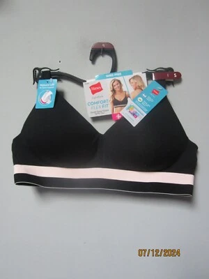 Hanes Signature Women's Comfort Flex Fit Black Stripe Wire-Free Bra Size S - Image 1 of 2