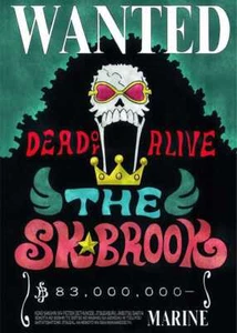 Anime Banner BROOK Straw Hat Pirates Wanted Flag Large 70x100cm Poster One Piece - Picture 1 of 7