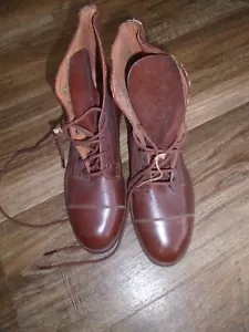 BRITISH ARMY WOMENS WW11 VINTAGE BROWN LEATHER ARMY BOOTS SIZE 5L DATED 1942 NEW - Picture 1 of 6