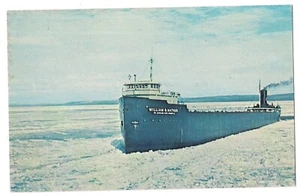 WILLIAM G. MATHER Ice Cleveland Cliffs Steamship Soo Locks Award Postcard 1963 - Picture 1 of 2