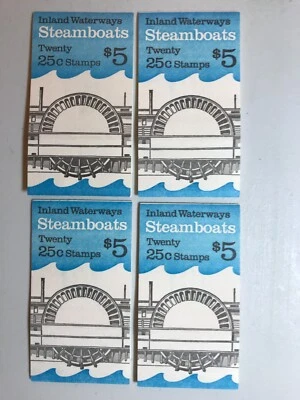 US Stamps #2405-2409 (4) Booklets Of 20 25c Steamboats MNH 1989 BK166 $5 Face - Image 1 of 4