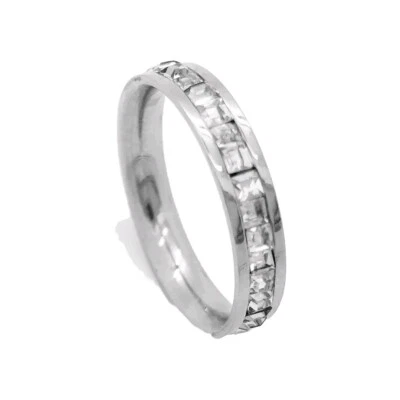 Acciaio Inox Skinny Pietra Zodiacale Zircone Cubico Cristallo Impilabile Anello - Immagine 1 di 3