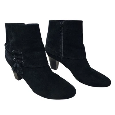 Ditto Vaneli Botines Mujer Negro Gamuza 8.5 Borla Cremallera 2.5" Tacón Apilable Boho Foto 1 de 4