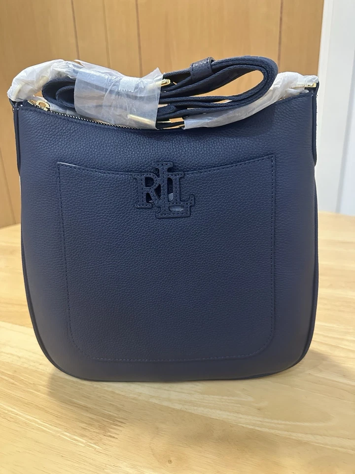 Lauren Ralph Lauren Navy Leather Cross Body Handbag W/ Dust Bag BNWT rrp £329 - Image 1 of 4
