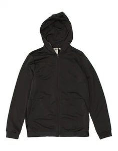 ADIDAS Boys Climalite Zip Hoodie Sweater 15-16 Years Black Colourblock BY01 - Picture 1 of 3