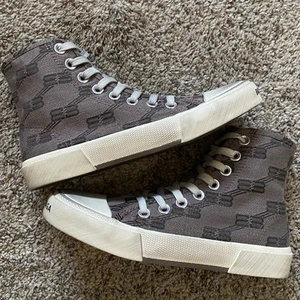 Balenciaga Paris High BB Monogram Dark Mink Grey Beige EU34 US Women’s 4/4.5 NEW - Picture 1 of 7