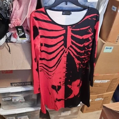 ¡NUEVO! Disfraz Esqueleto Bad to the Bone Rojo/Negro Talla M Foto 1 de 4