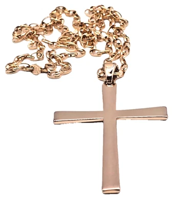 Colgante Cruz Grande Contemporáneo Audaz y Cadena Rolo 30", Color Rosetón Foto 1 de 4