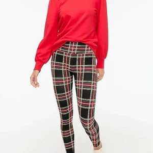 crew plaid leggings tartan everyday size red nwt full-length womens holiday new - Picture 1 of 7