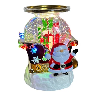 BATH & BODY WORKS SANTA'S SLEIGH SNOW LIGHT-UP GLOBE 3-WICK CANDLE Holder NEW! - Image 1 of 2