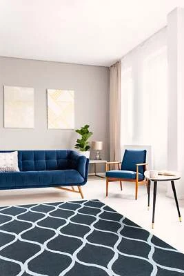 Black Hand-Tufted Wool Geometric Rug by EORC | Sleek and Stylish Area Rug for Ad - Image 1 of 4