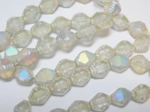 15 10x8 mm Tschechisch Glas Matt Klar mit Silber AB Doppelkegel Perlen - Bild 1 von 2