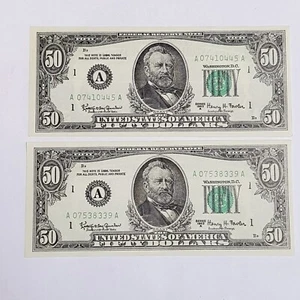 2 Billets 50 Dollars États Unis 1963 contrefaçon d epoque - Picture 1 of 2