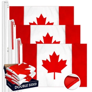 G128 3 Pack: Canada Canadian Flag 6x10 Ft Double Sided Embroidered 210D Poly - Picture 1 of 8