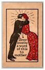 Vintage 1908 Comic Postcard - Couple Kissing - Never Tell Mother - Creepy