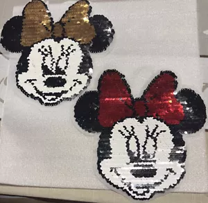 5 Pezzi Minnie Mouse Applique Reversibile Paillettes Patch 8” X 8” Cucito, Ragazze Carine - Foto 1 di 2