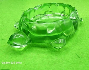 Turtle Ashtray Key Lime Glass Glows Westmoreland Moulds By Wilkerson For Rosso - Picture 1 of 20