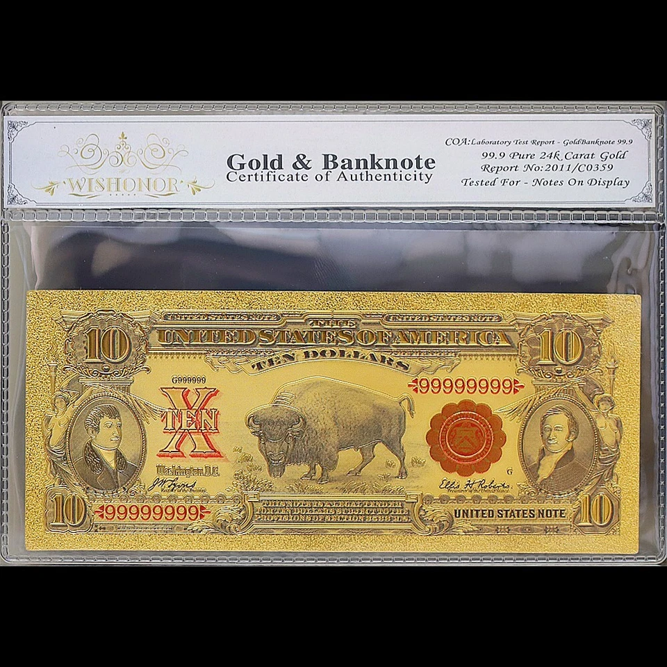 Gold 1901 $10 Ten Dollars Banknote Collectible with Bag & Certificate - Image 1 of 2