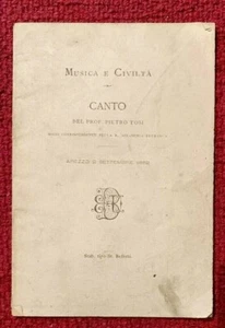 10926-OPUSCOLO, MUSICA E CIVILTA' CANTO DEL PROF. PIETRO TOSI, AREZZO 2/9/1882 - Picture 1 of 3