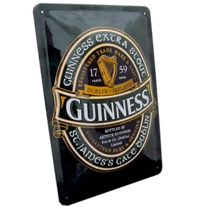 Letrero oficial Guinness diseño de etiqueta de metal en relieve 3D 20 cm x 30 cm 5246 - Imagen 1 de 1