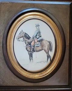 A. Lecomte Antique Military Equestrian Watercolor Painting Signed - Picture 1 of 3