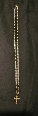 14k two tone gold chain and cross - Image 1 of 2