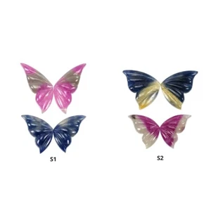 Juegos de 2 pares de mariposas bicolores de piedras preciosas talladas a mano multizafiro natural - Imagen 1 de 3